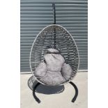 RRP £399 - Large Grey Woven Indoor/Outdoor Swinging Egg Chair - Our egg chair provides portable