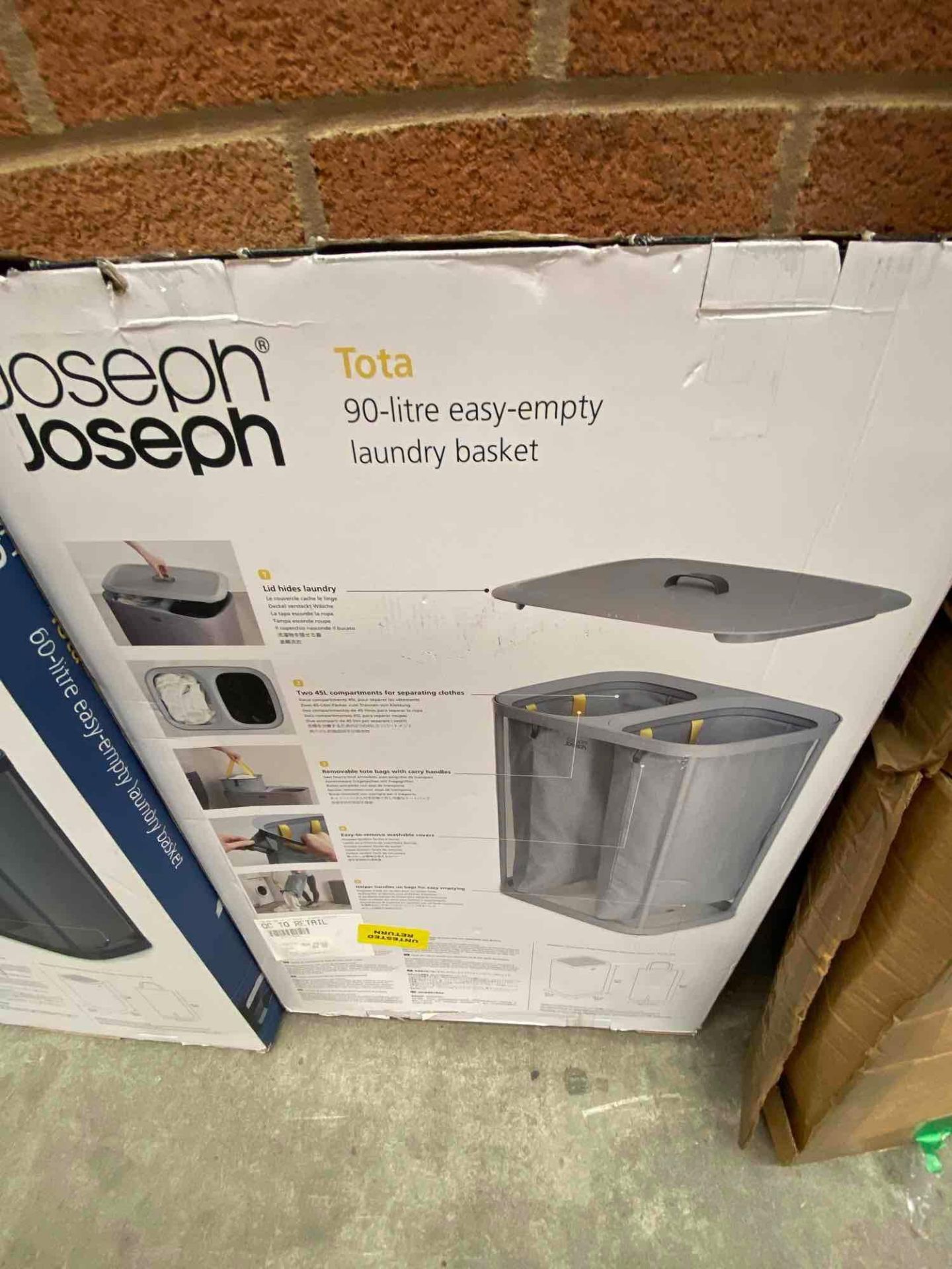 RRP £110 - Joseph Joseph 90L Laundry Basket Grey JY3321 - Image 2 of 3