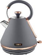 RRP £44.99 - Tower T10044RGG Cavaletto Pyramid Kettle with Fast Boil BD4022