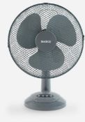 RRP £29.99 - Beldray Grey 12 Inch Oscillating Desk Fan WE1344