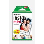 RRP £19.99 - Fujifilm Instax Mini Instant Photo Film - White Frame Border, 20 Shot Pack OL9857