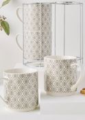 RRP £18 - Grey Geo Stacking Mugs LR2129/01 ONLY 3 CUPS