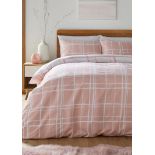 RRP £22 - 4ft 6 Double Wilson Check Duvet Cover Set - Blush Double AA6660