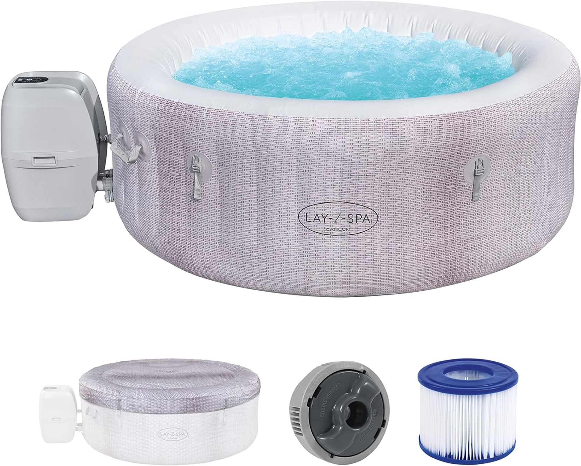 RRP £529.99 - Lay-Z-Spa Cancun Hot Tub, 120 AirJet Rattan Design Inflatable Spa with Freeze Shield - Image 3 of 4