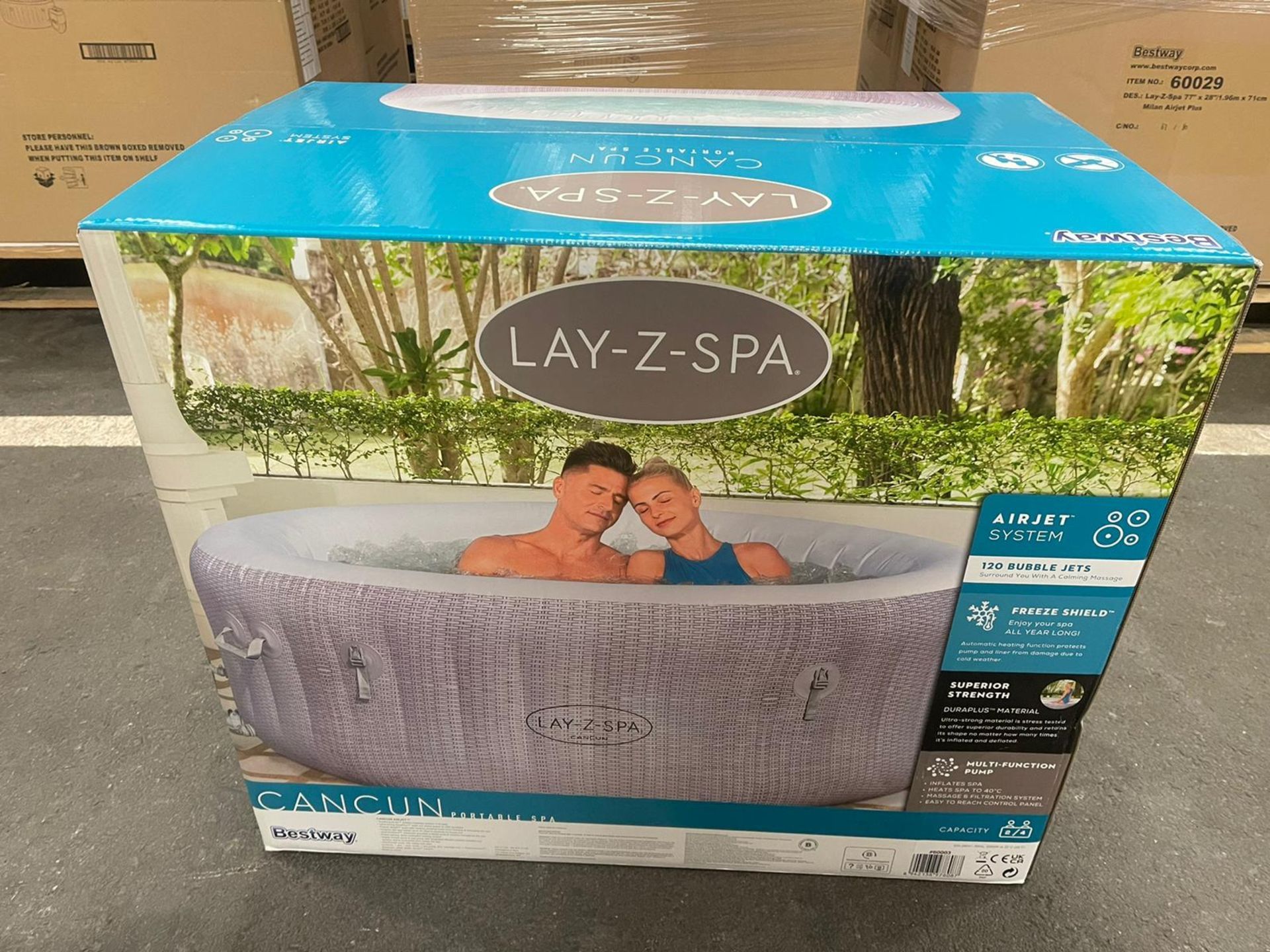 RRP £529.99 - Lay-Z-Spa Cancun Hot Tub, 120 AirJet Rattan Design Inflatable Spa with Freeze Shield - Image 4 of 4