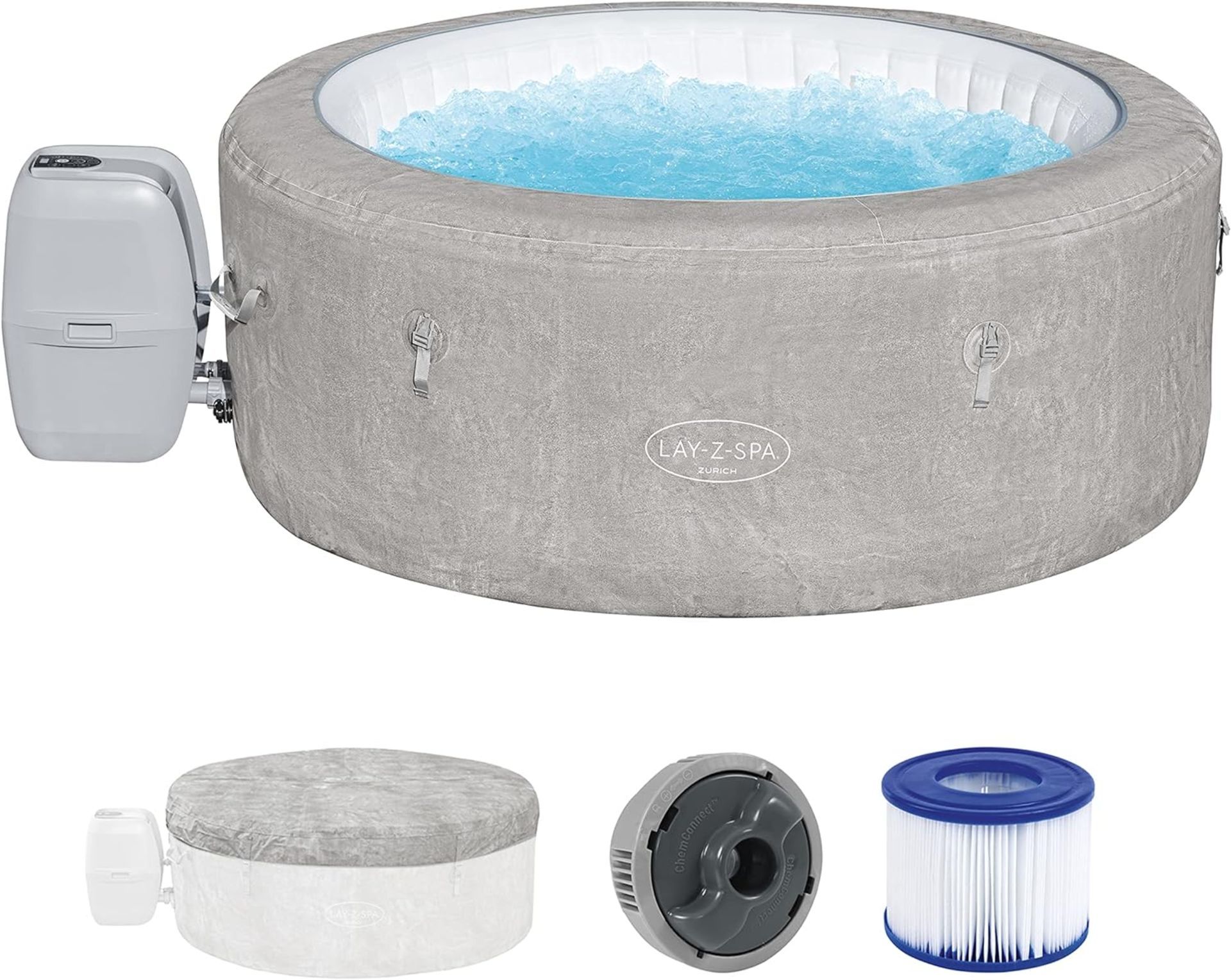RRP £729.99 - Lay-Z-Spa Zurich EnergySense Signature AirJetInflatable Hot Tub 2-4 person. - 180L x - Image 2 of 4