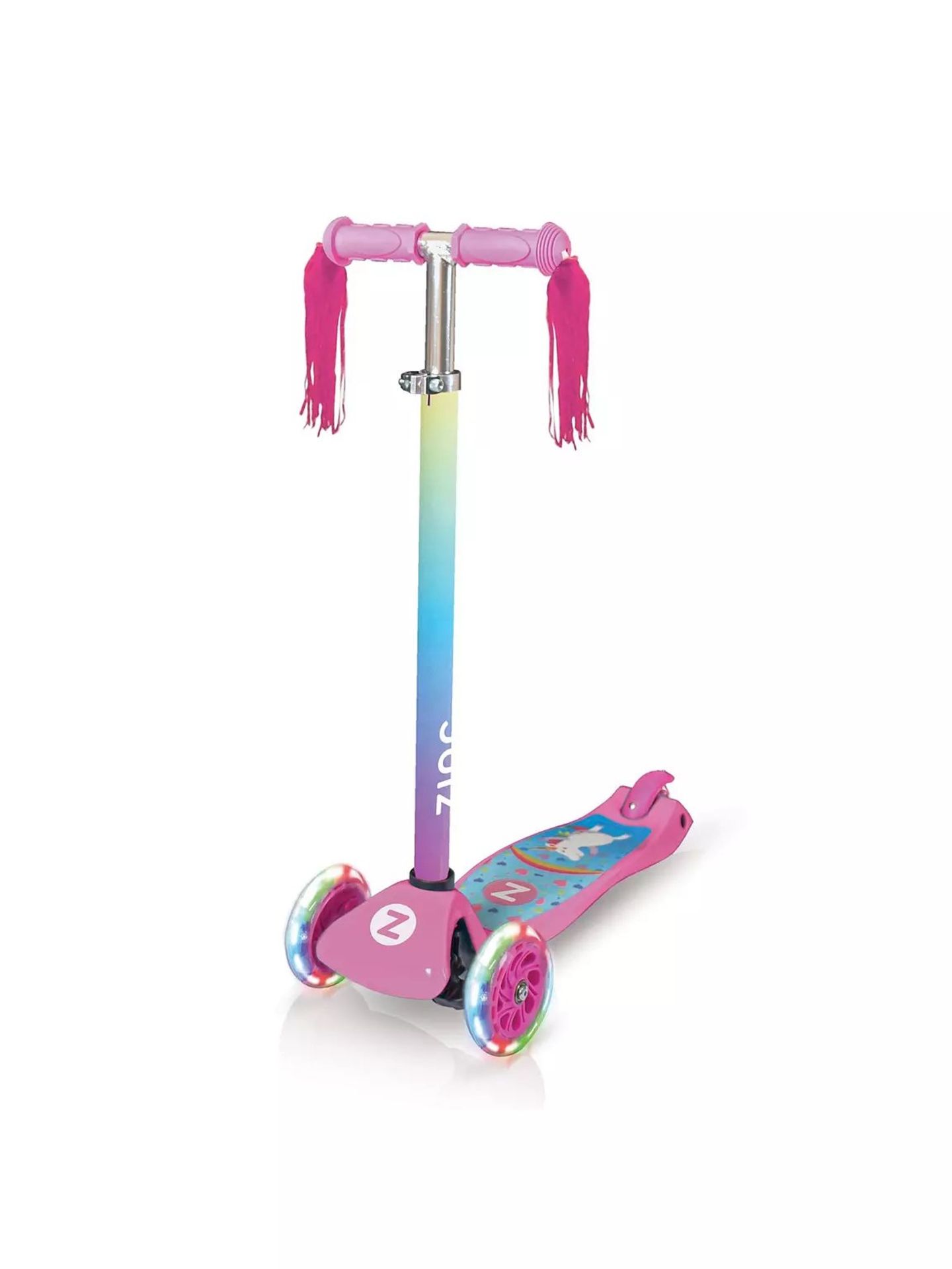 RRP £44.99 - Zinc Three Wheeled Light Up Scooter (Unicorn) UXJRL