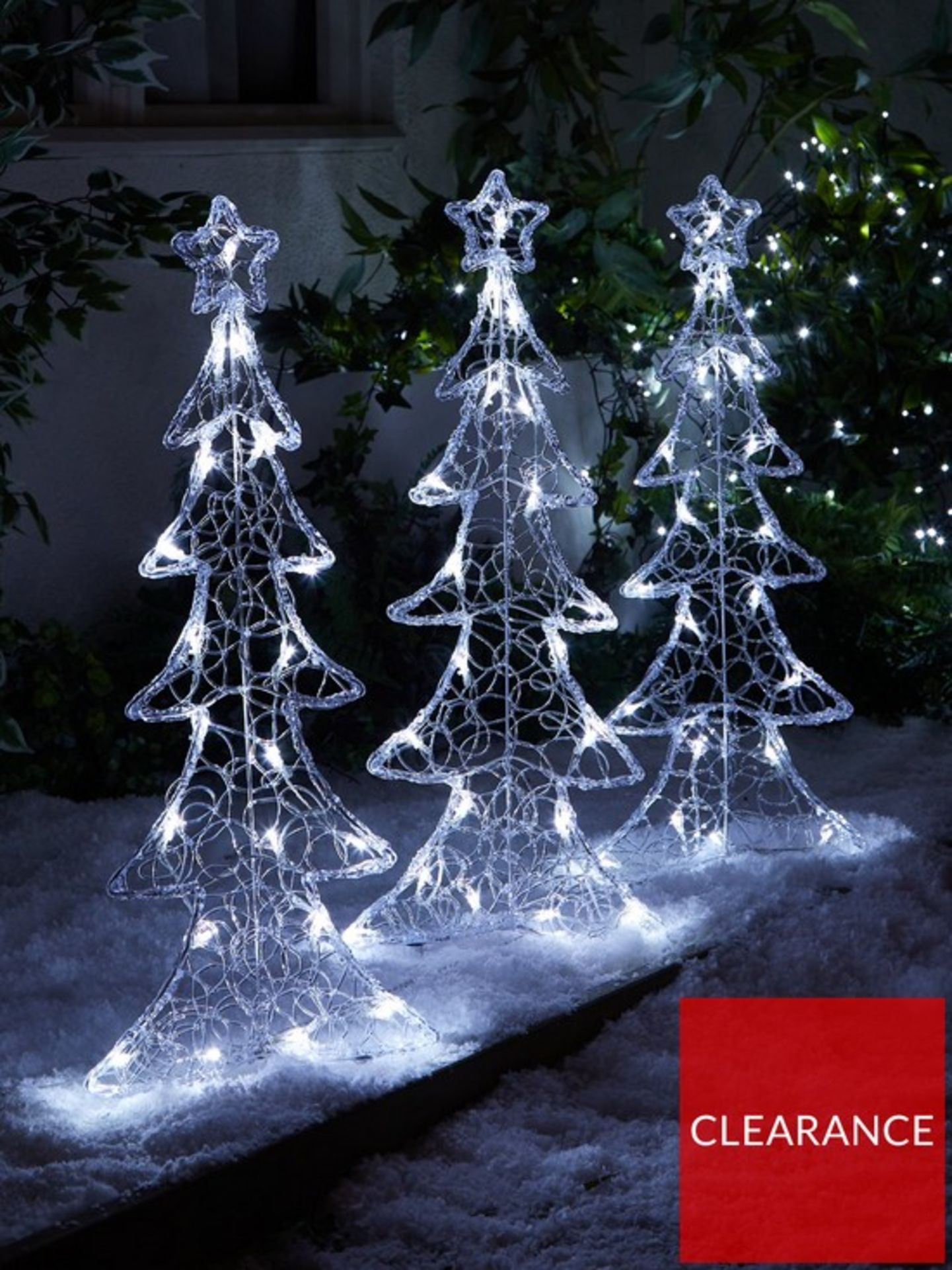 RRP £59.99 - Set of 3 Acrylic Tree Outdoor Christmas Lights VJAVY