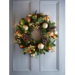 RRP £39.99 - Copper and Gold Pre-Lit Christmas Wreath - 60 cm UVYM3