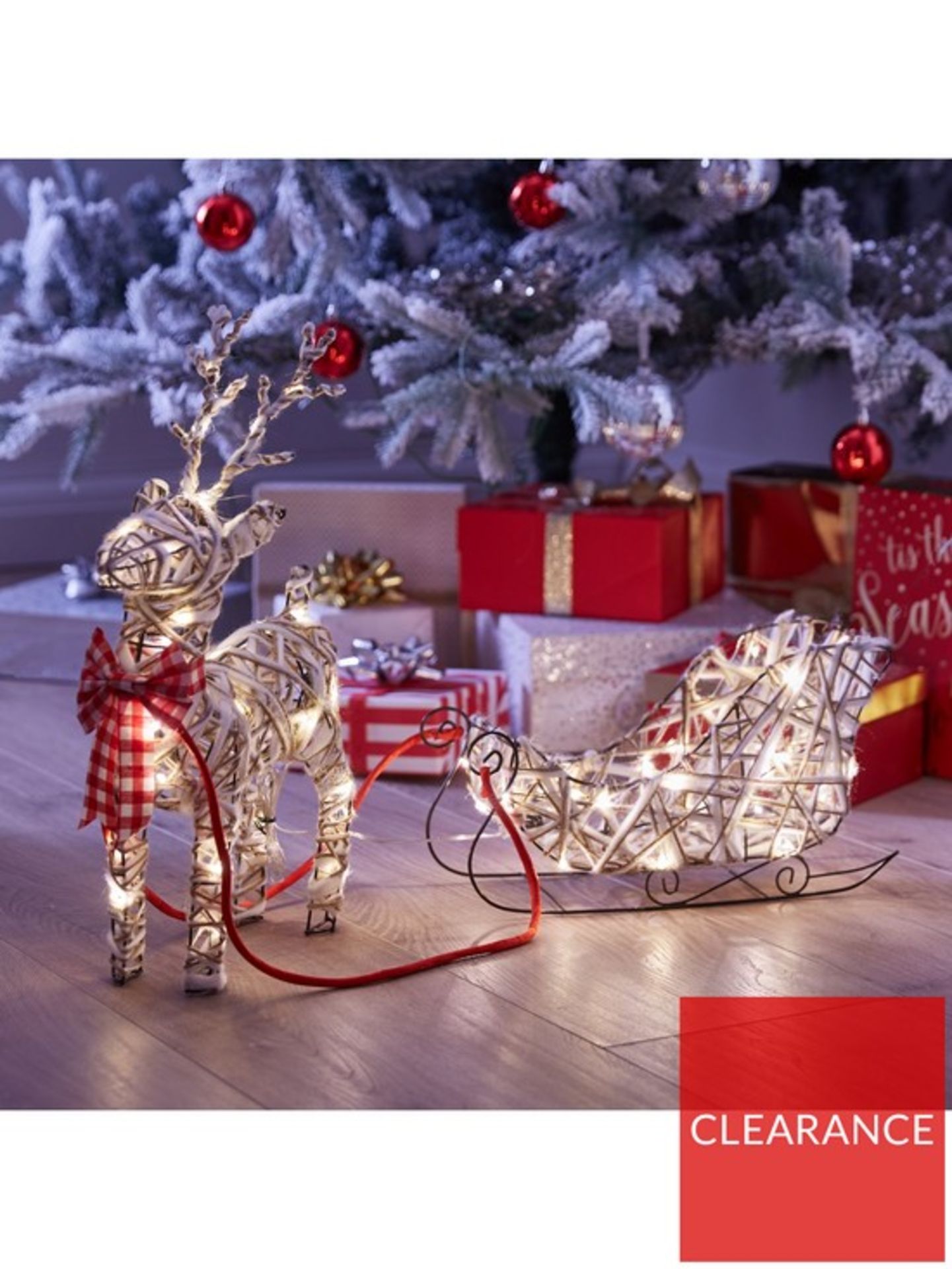 RRP £59.99 - Lit Deer and Sleigh Christmas Decoration UTECT