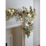 RRP £29.99 - Frosted Pre-Lit Christmas Garland with Baubles and Pinecones UVYMT