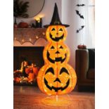 RRP £69.99 - Light Up Pumpkin Stack Indoor/Outdoor Halloween Decoration VGX6S