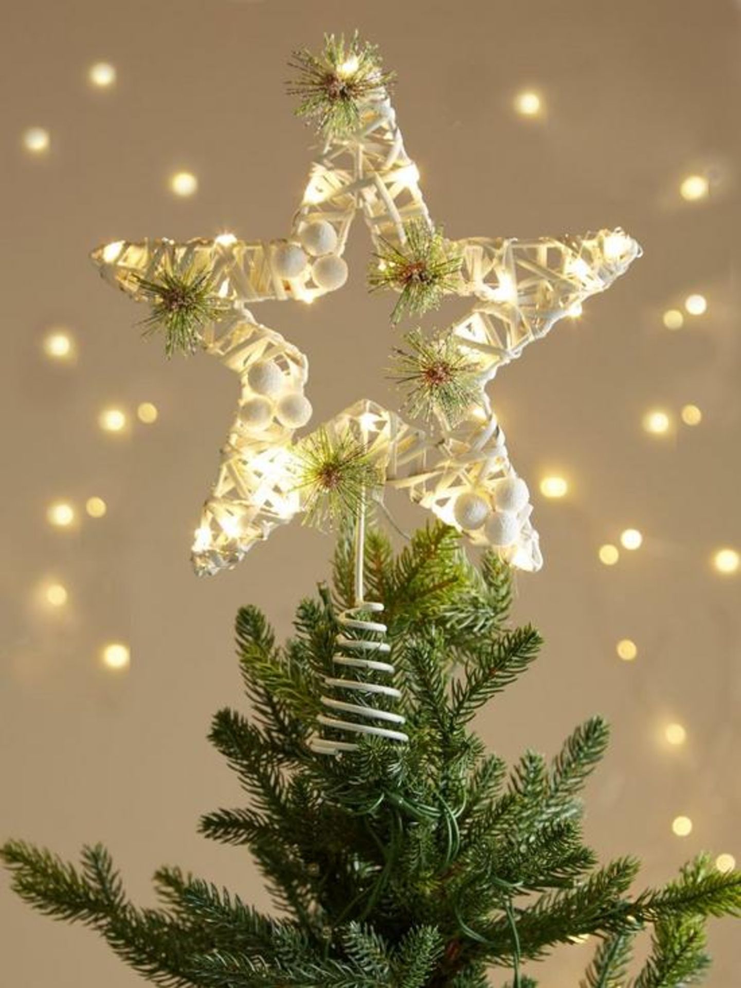 RRP £15.99 - Pre Lit White Star Christmas Tree Topper VIPV1