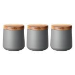 RRP £26 - Set Of 3 Grey Storage Canisters ZO4389 01