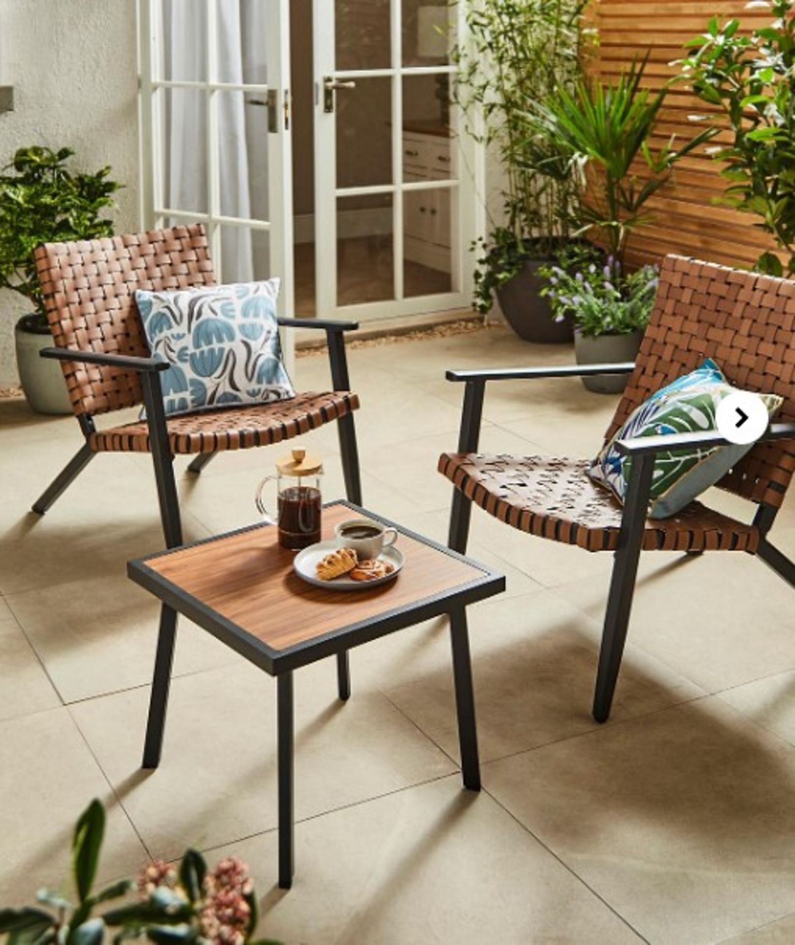 RRP £319.00 - Roma Lounge Bistro Set Brown