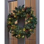 RRP £30 - Pre-lit Berry & Cone Christmas Wreath ZM0863