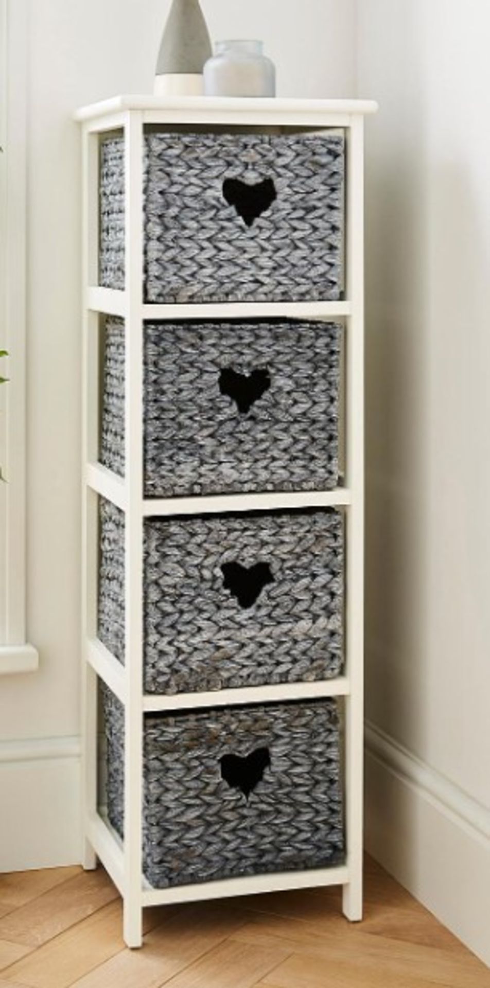 RRP £95.00 - Hyacinth Hearts 4 Drawer Tall unit Grey