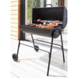 RRP £89.99 - Oil Drum Charcoal BBQ Grill Outdoor Garden Patio Cooking Black