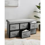 RRP £55 - Faux Linen Drawer Ottoman GG6405 01