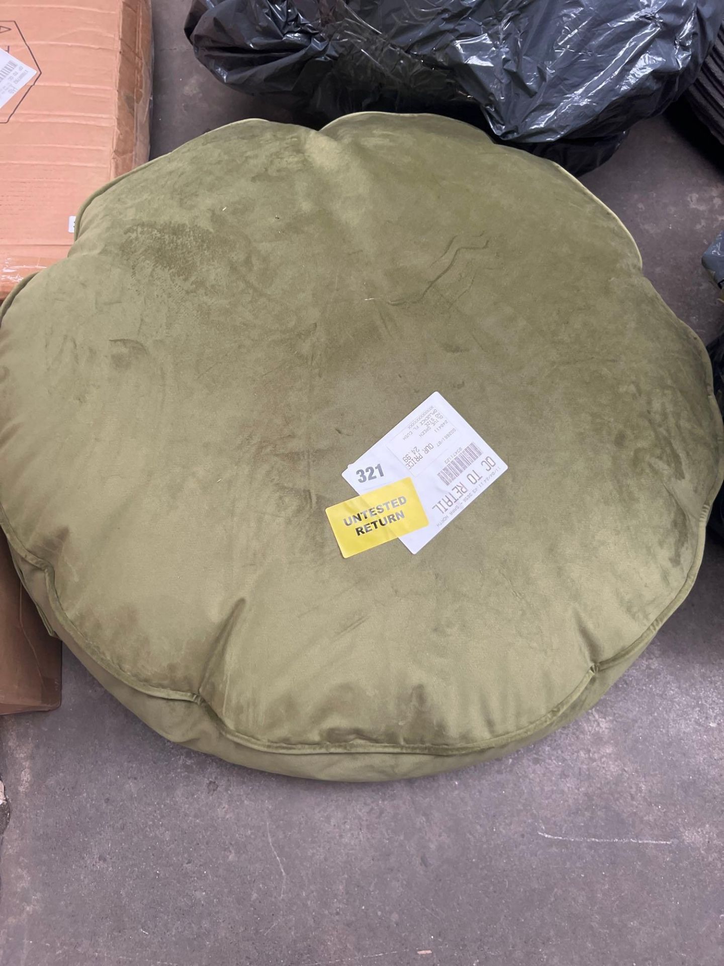 RRP £40.00 - Opulence Round Floor Cushion Olive Green - Image 2 of 2