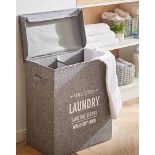 RRP £32.00 - Grey Laundry Split Sorter Hamper