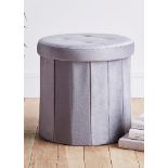 RRP £21.00 - Grey Round Velvet Storage Box