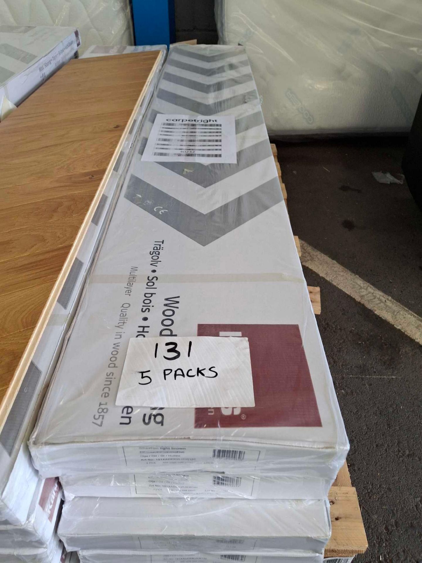 5 Packs of KÃ¤hrs Wood Flooring Chevron Light Brown Oiled 1848mm x 305mm x 15mm Per Plank 4 Per Pack - Image 5 of 5