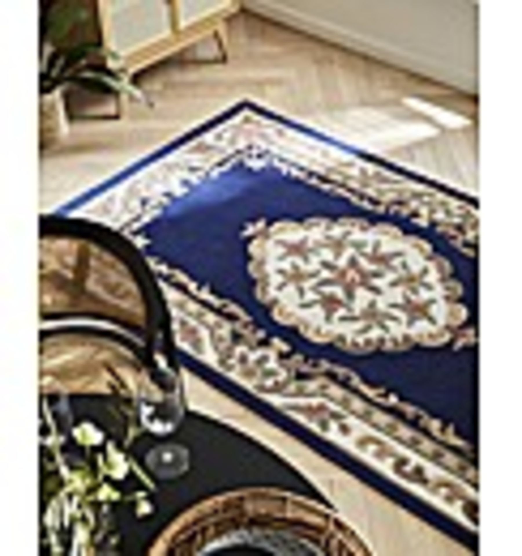 RRP £180.00 - Dynasty Wool Large Rug Navy 150x240cm