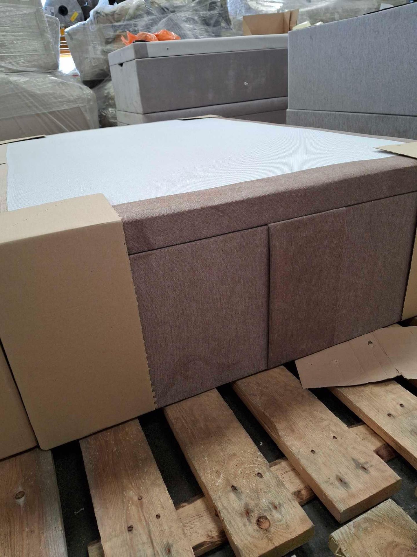 1 Divan Bed Base 4 Foot 6 2 Drawer Colour Taupe/Brown - Image 2 of 4