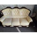 Cream Dodgson Faux Leather Sofa discoloured in places