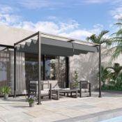 RRP £225.99 - Outsunny 3 x 2m Metal Outdoor Pergola with Retractable Roof, Outdoor Gazebo Canopy