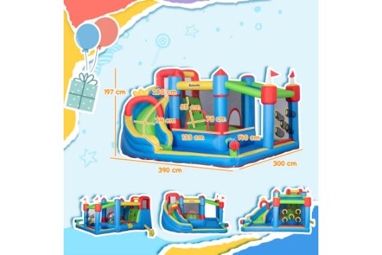 RRP £359.99 - Outsunny Kids Inflatable Bouncy Castle Water Slide 6 in 1 Bounce House Jumping - Image 4 of 4