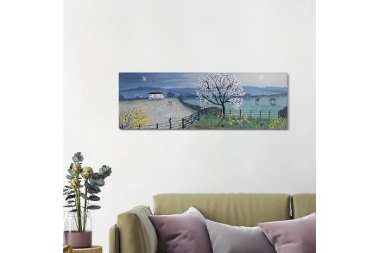 RRP £69.99 - ClassicLiving Spring Moon by Jo Grundy - Wrapped Canvas Panoramic Painting Size: 40. - Image 1 of 4