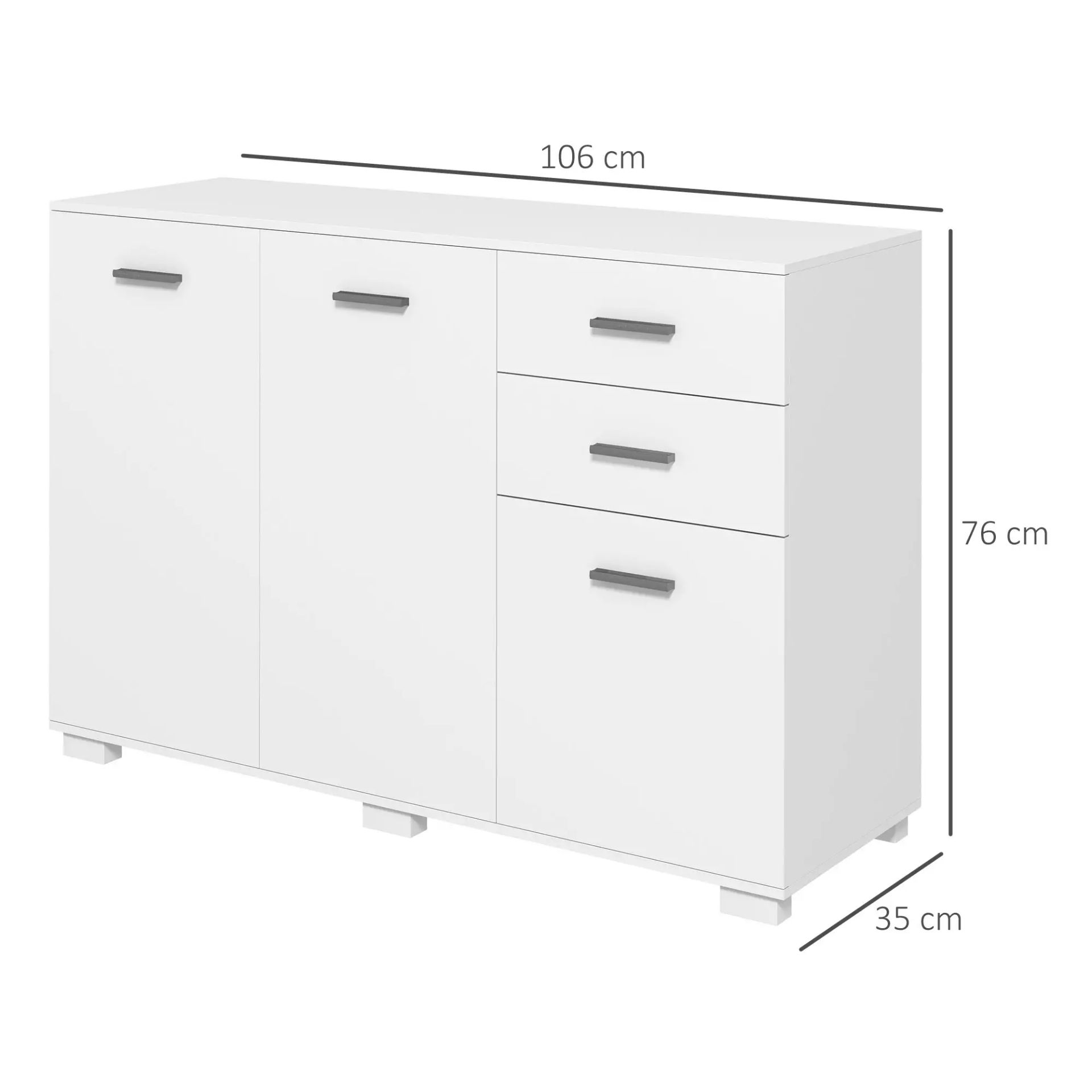 RRP £99.99 - HOMCOM Sideboard, Modern Storage Cabinet with 2 Drawers, 3 Doors and Adjustable - Image 3 of 4