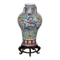 Chinese Ming Style Wucai Porcelain Floor Vase