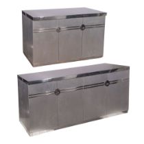 Pierre Cardin Aluminum and Chrome Dry Bar and Credenza