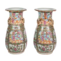 Chinese Canton Style Famille Rose Porcelain Vases