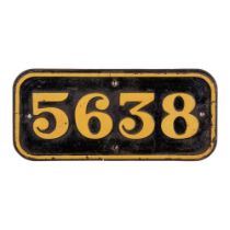 GWR Cast Iron Cabside Numberplate 5638 ex 5600 Class 0-6-2T