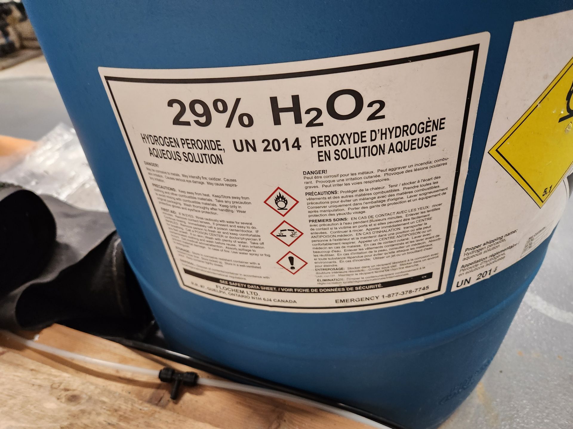 Lot of (3) Full (1) Partial Drum of 29% H2O2 Hydrogen Peroxide Aqueous Solution - Image 2 of 2