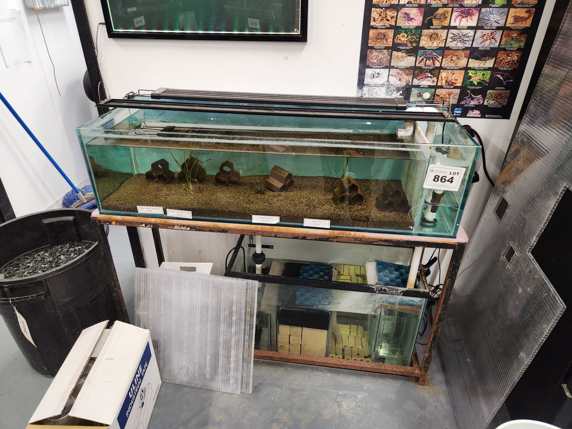 Used Aquarium approx 48"x18"x12" w/ sump filter tank and stand