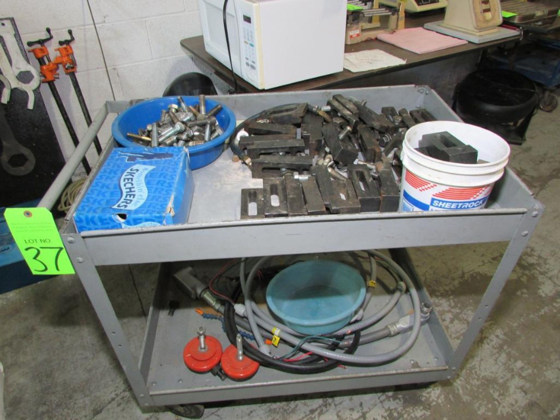 Cart with Assorted Mold Clamps, Hardware and Lifting Rings