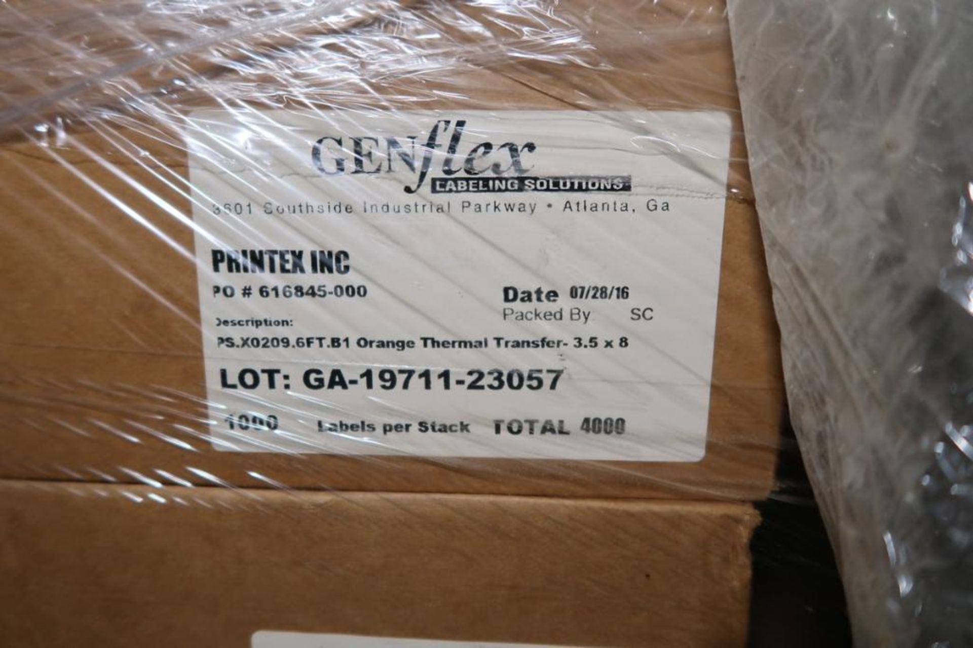 12 Pallets of GenFlex 8" x 3.5" Thermal Transfer Labels - Image 2 of 3