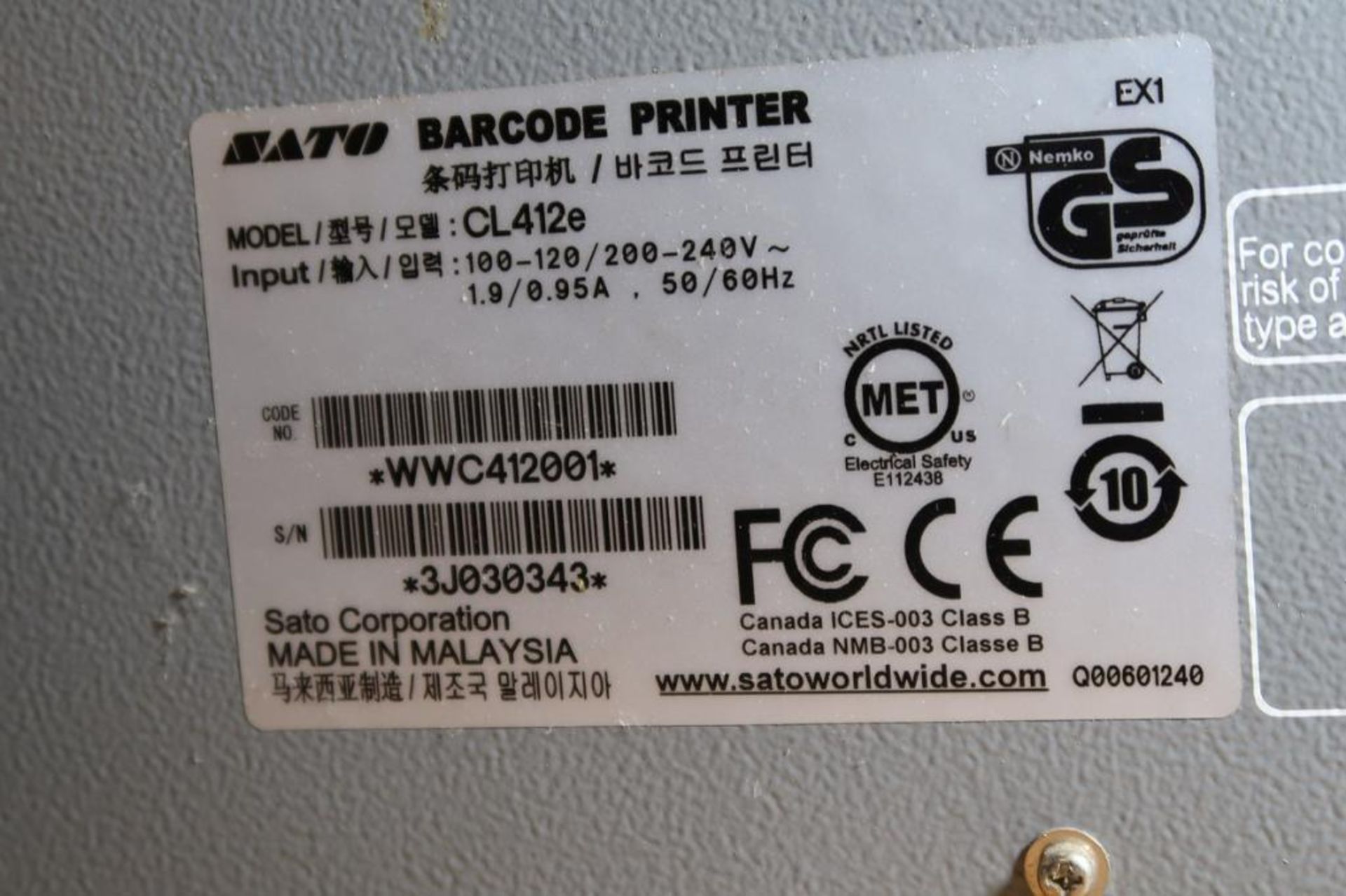 Nato mdl. CL412e Thermal label Printer - Image 2 of 2