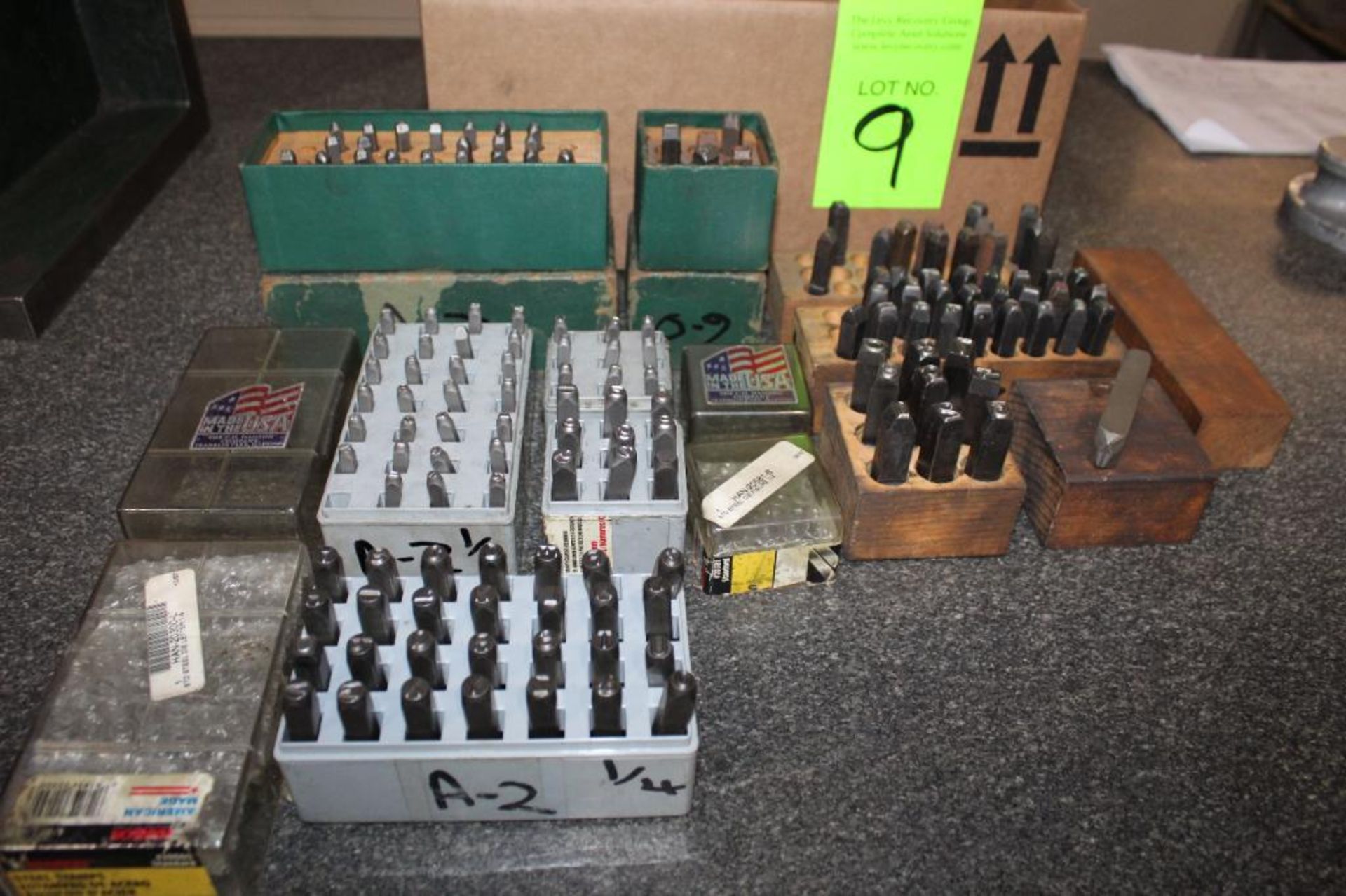 Box of Assorted Steel Die Letter and Number Stamps