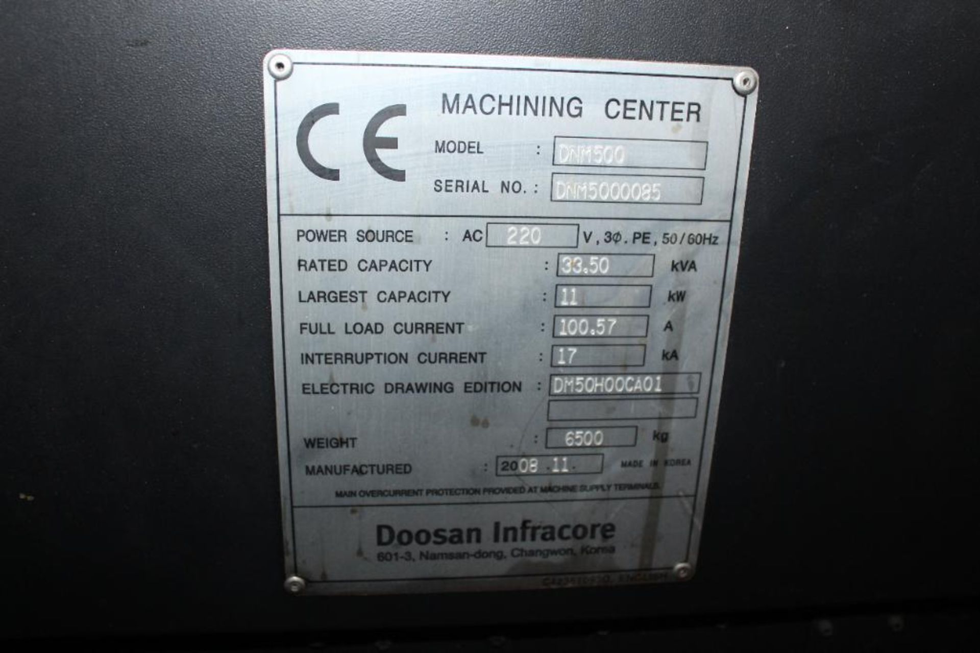 2008 Doosan Model DNM500 Machining Center - Image 12 of 21