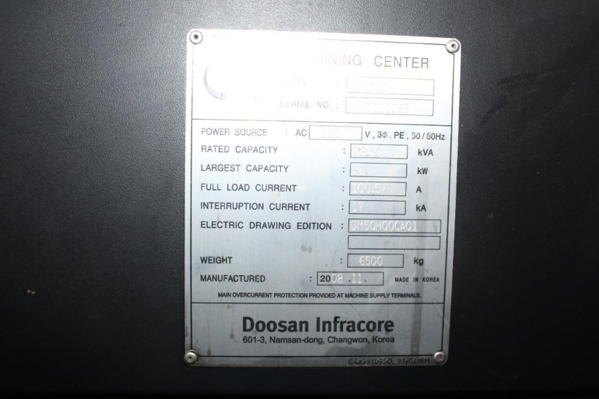 2008 Doosan Model DNM500 Machining Center - Image 11 of 21