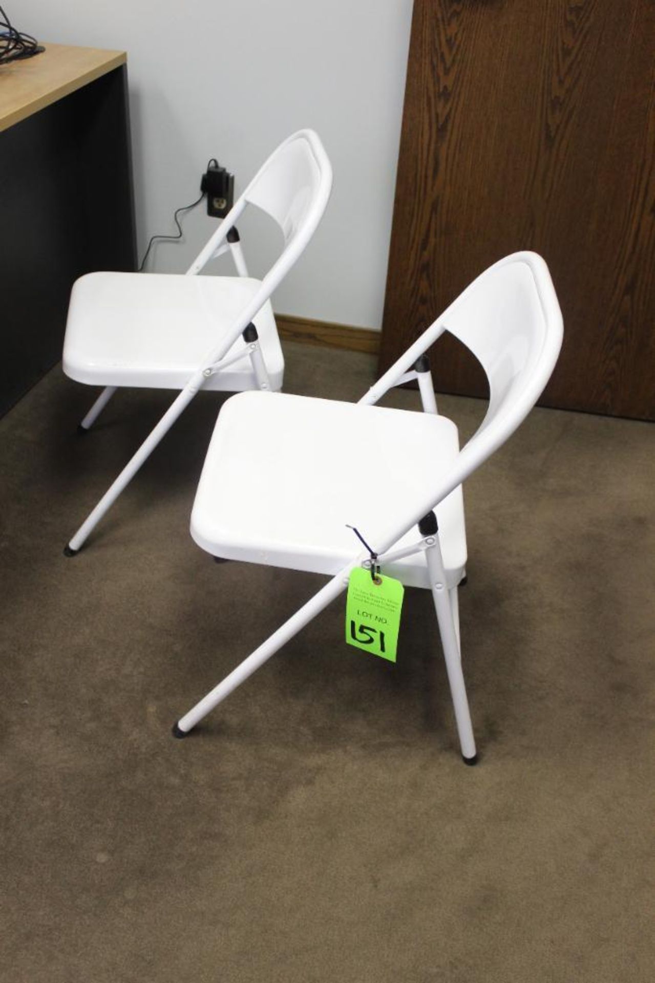 Lot of (2) White Folding Chairs and (1) Office Chair