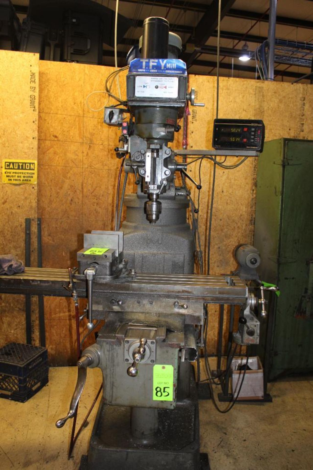 1988 T.F.Y. Lincoln Knee Mill Model 19X9 with 2-Axis Sorgon Digital Readout