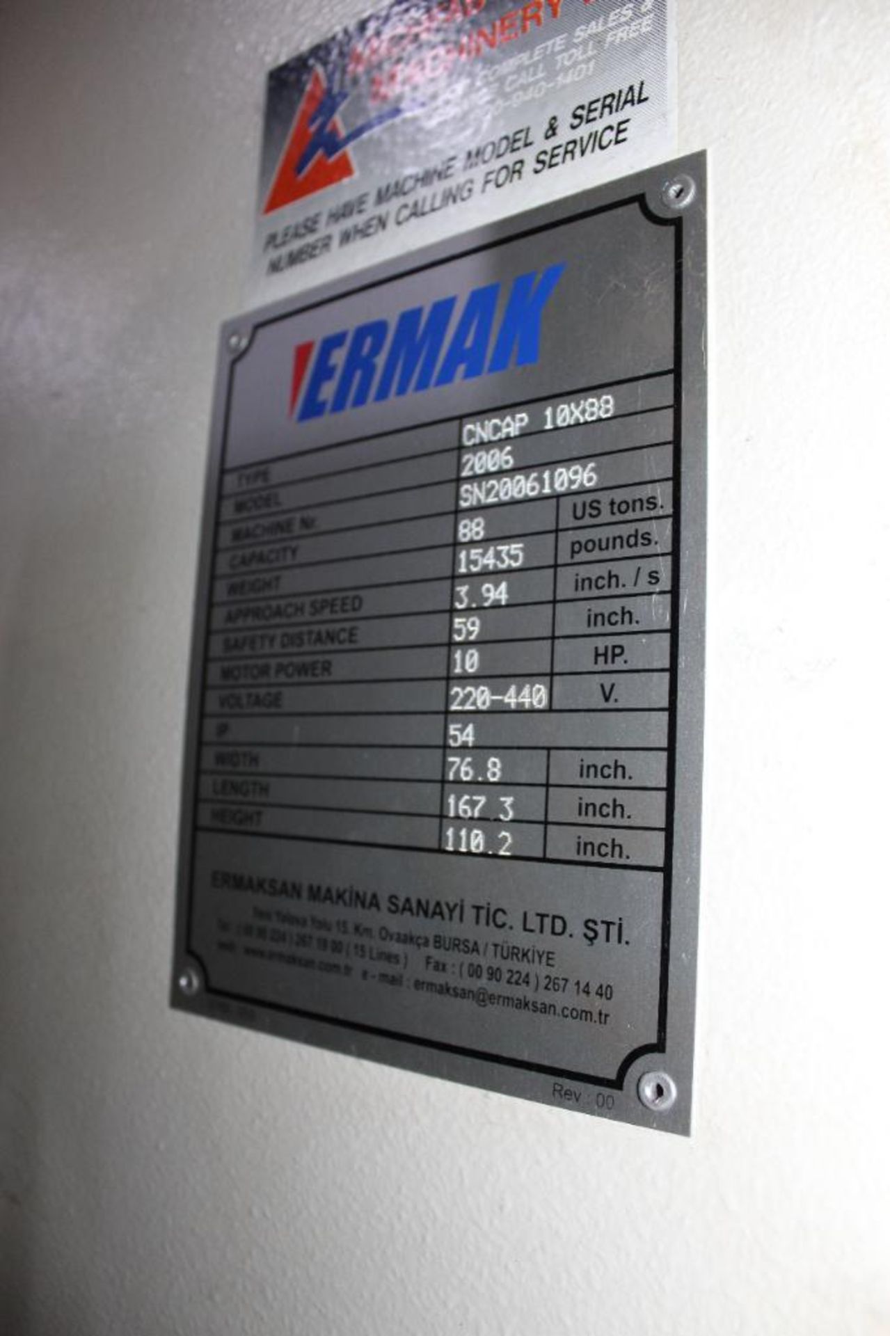 Ermak CNC Press Brake Machine AP 10' 88 W/ DelemDA-GGW Type CNAAP10X88 Model 2006 - Image 12 of 16