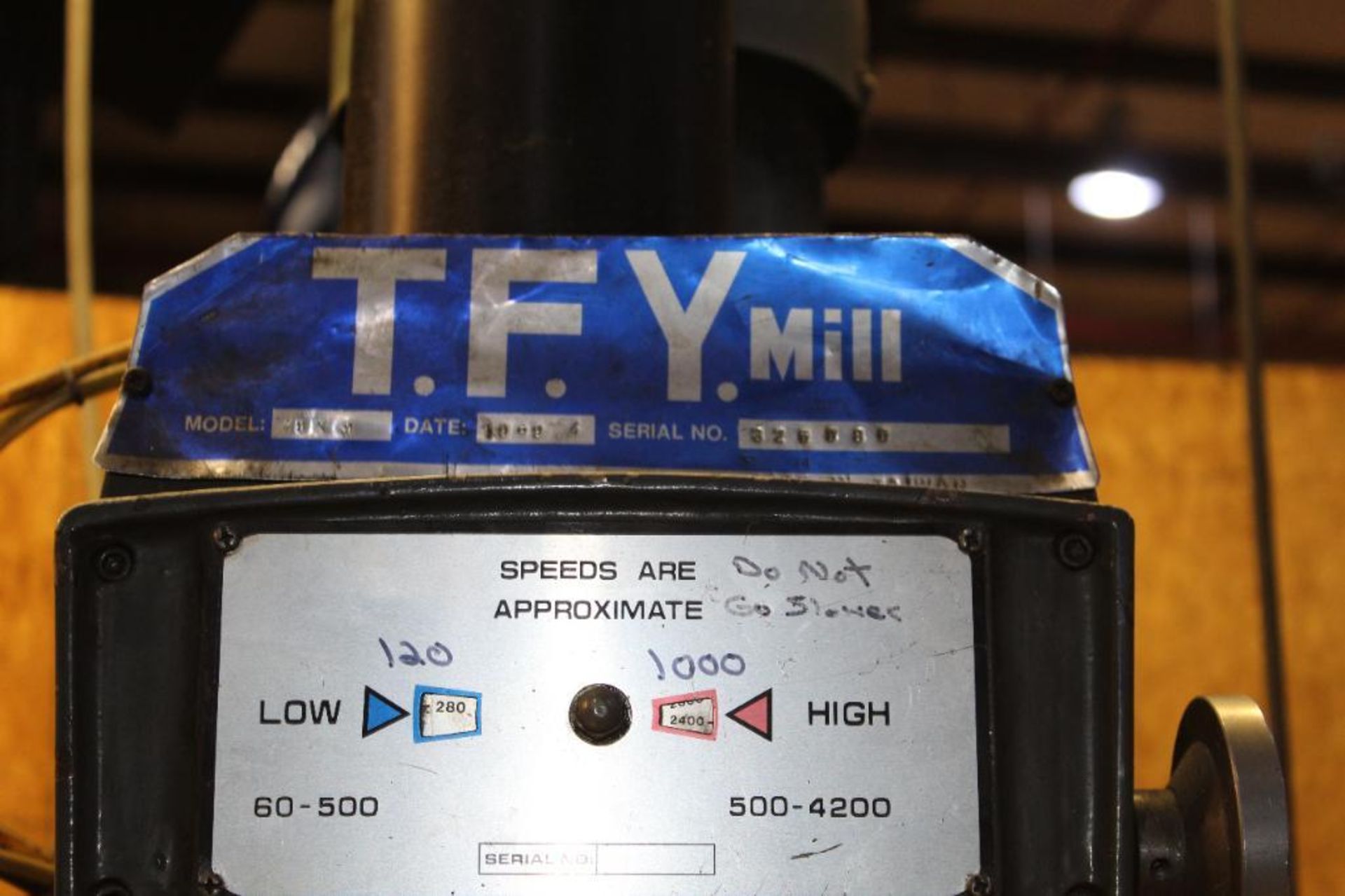 1988 T.F.Y. Lincoln Knee Mill Model 19X9 with 2-Axis Sorgon Digital Readout - Image 6 of 15